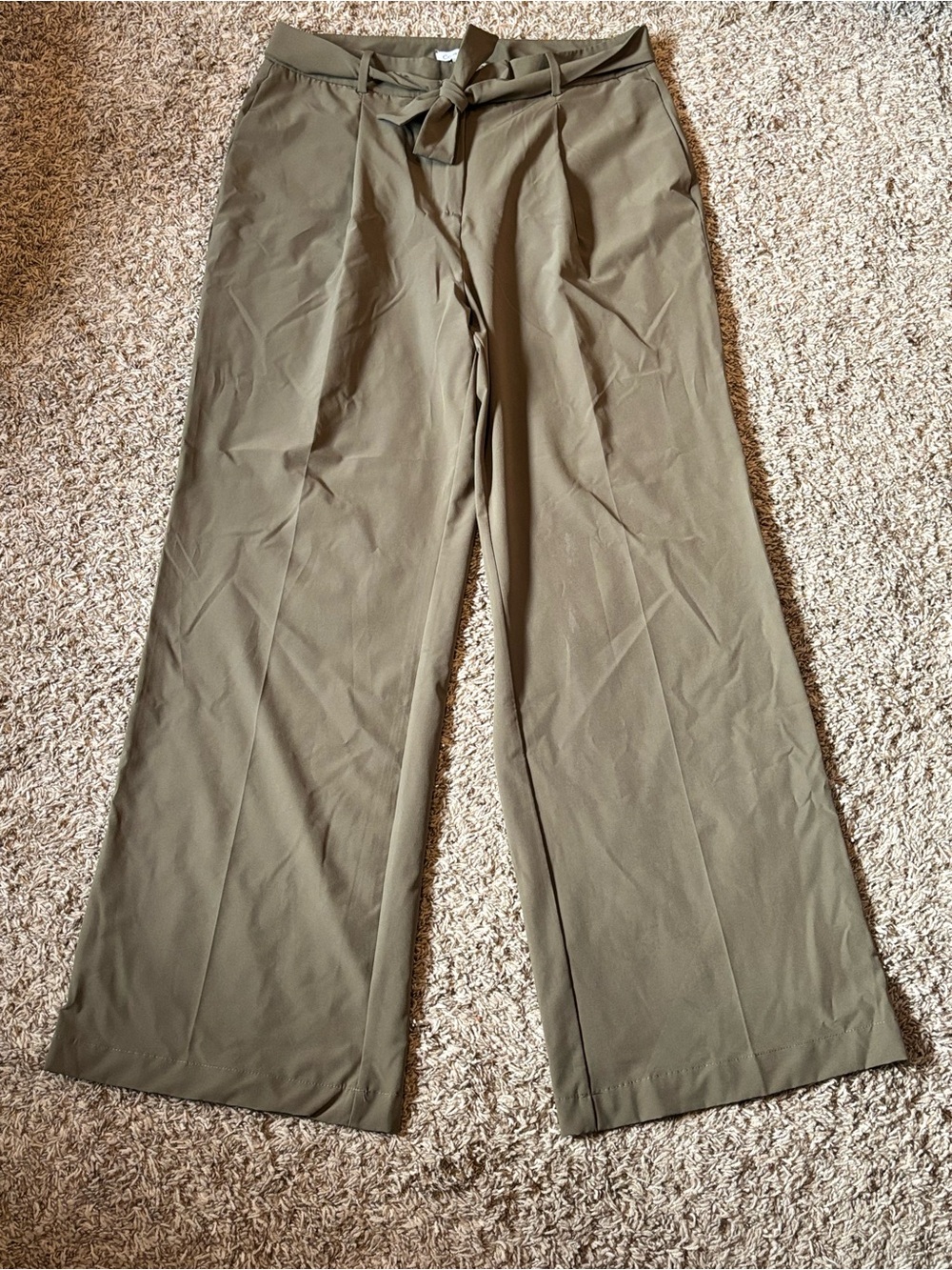 Wide-Leg Olive Green Women’s Trousers | Calvin Klein